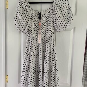 MINKPINK Black and White with black Dot Dress - NWT